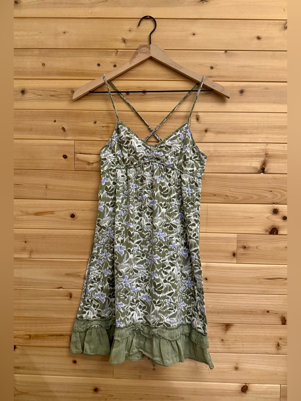 Y2K Aeropostale Small Silk Blend Floral Tunic Mini Dress Racerback Summer Ruffle